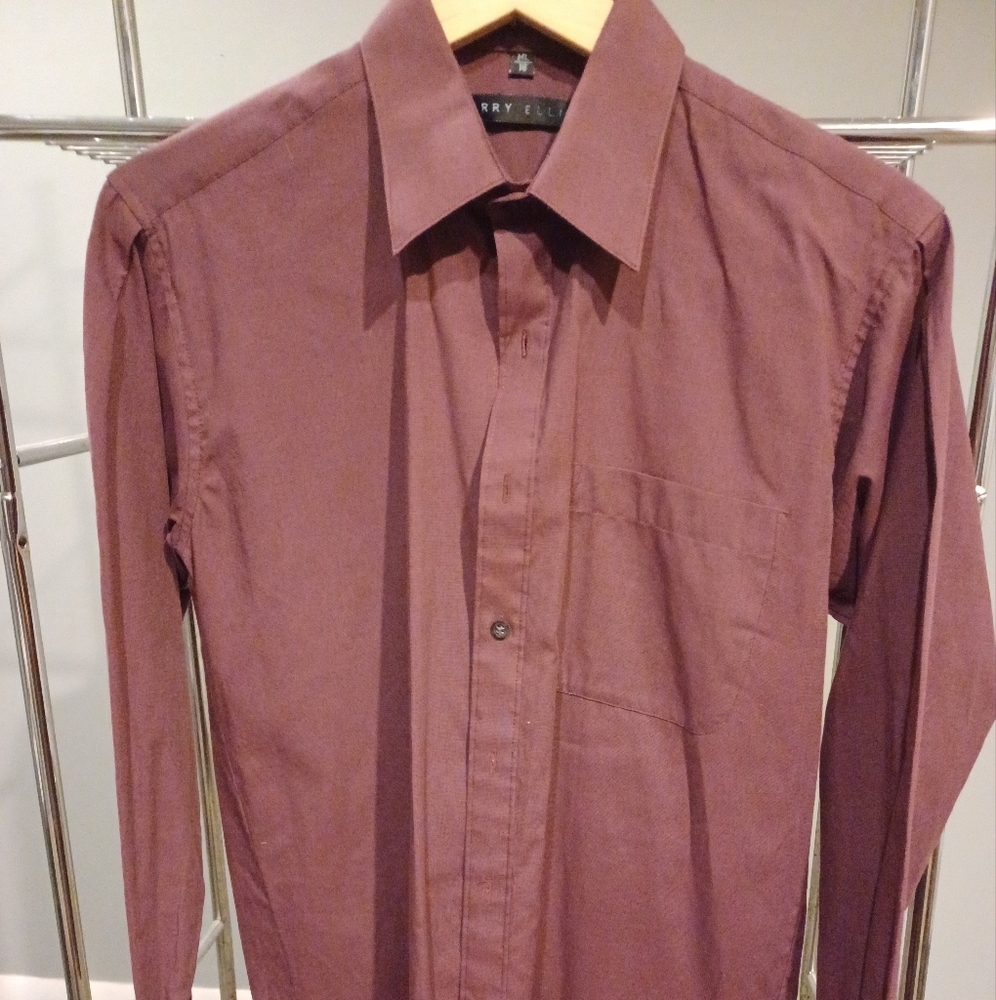 Perry ellis long sleeve button up dress shirt - maroon